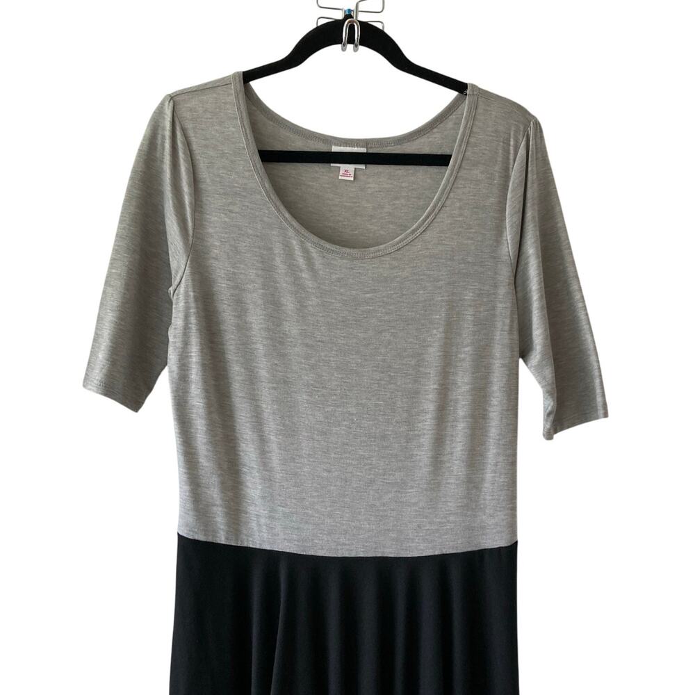 NWT Lularoe Nicole Dress Women’s XL 16 18 black gray grey two tone NEW